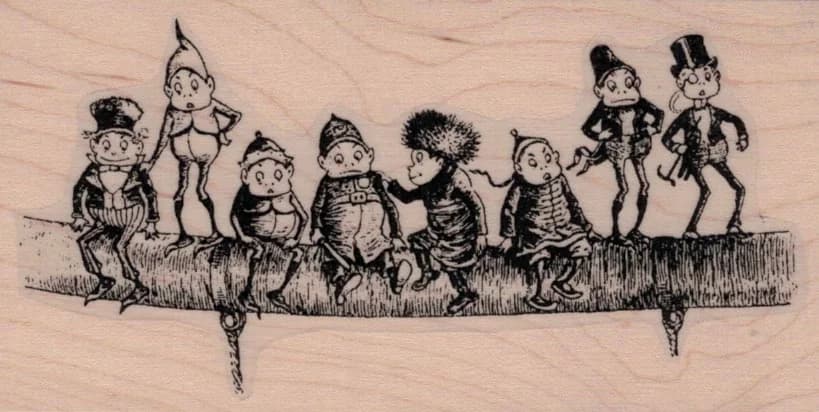 Elves On A Line 2 1/4 X 4 1/4